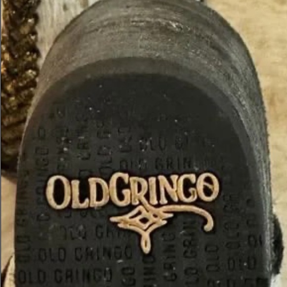 Fabulous Old Gringo Cowgirl Ankle Booties Ivory Cowhide with Gold - Picture 5 of 8